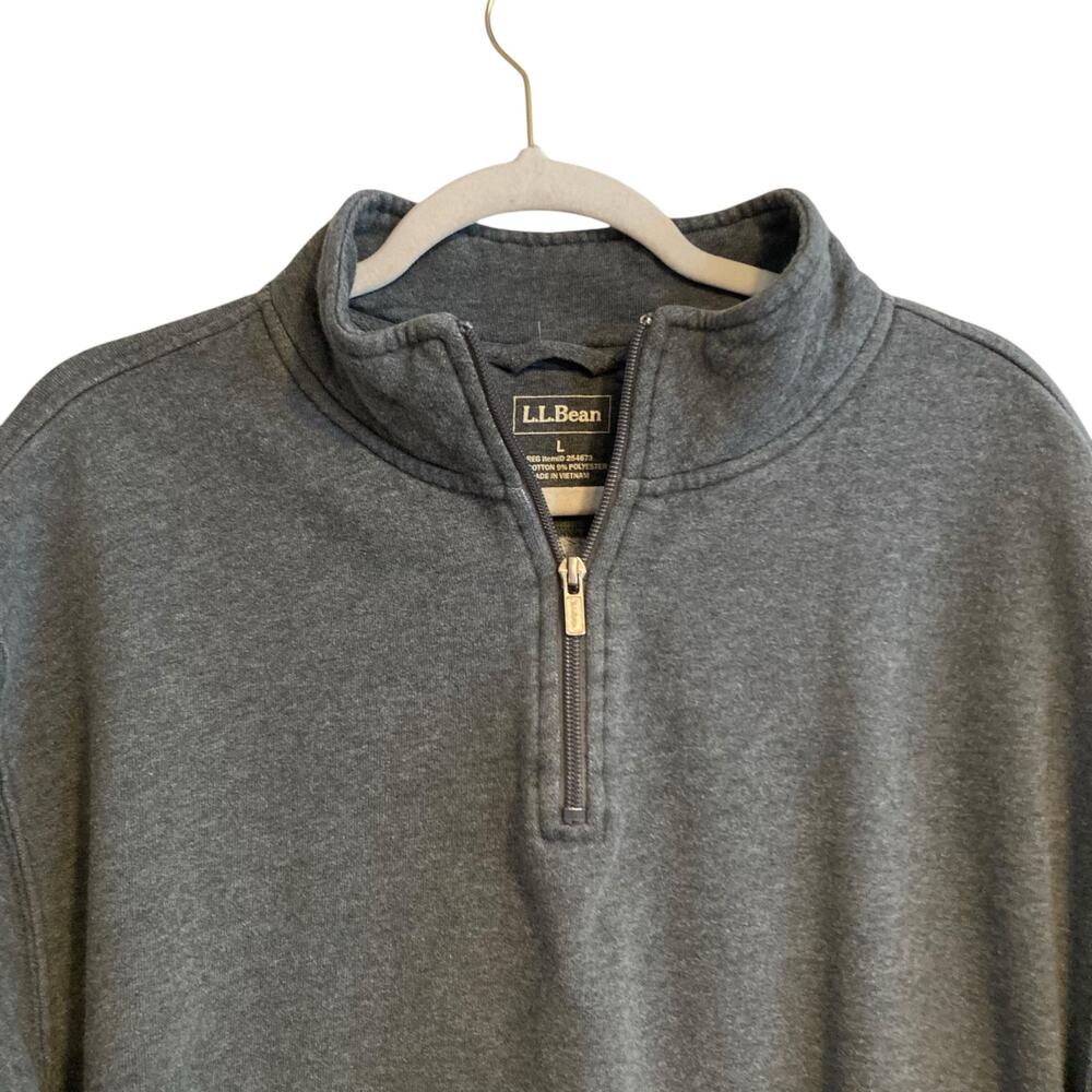 L.L. Bean Heather Gray Quarter Zip Pullover Sweatshirt Men's Large - Picture 5 of 16